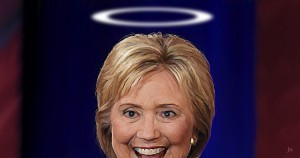 Hillary Clinton, Bernie Sanders, campaign finance reform, big money, illustration, angel, Saint Hillary