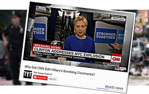 HIllary Clinton, CNN, bomb, bombing, bias, illustration