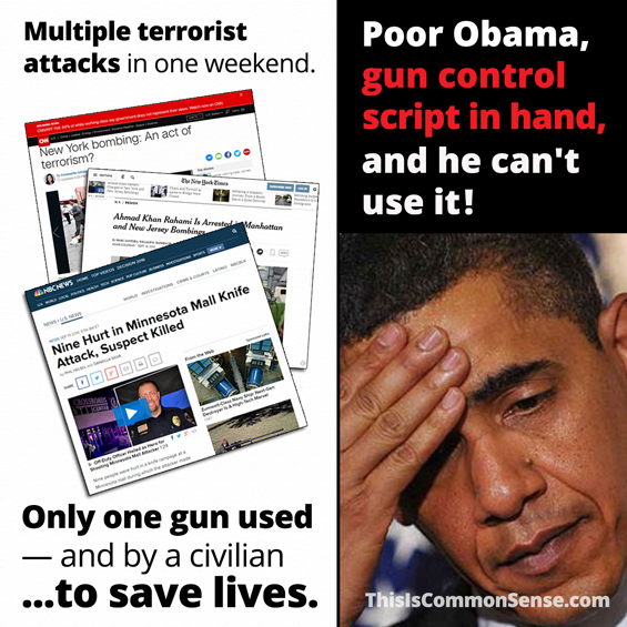 Poor Obama, gun control script in hand