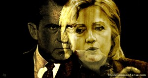 Hillary, Nixon, president, awkward, hated, illustration