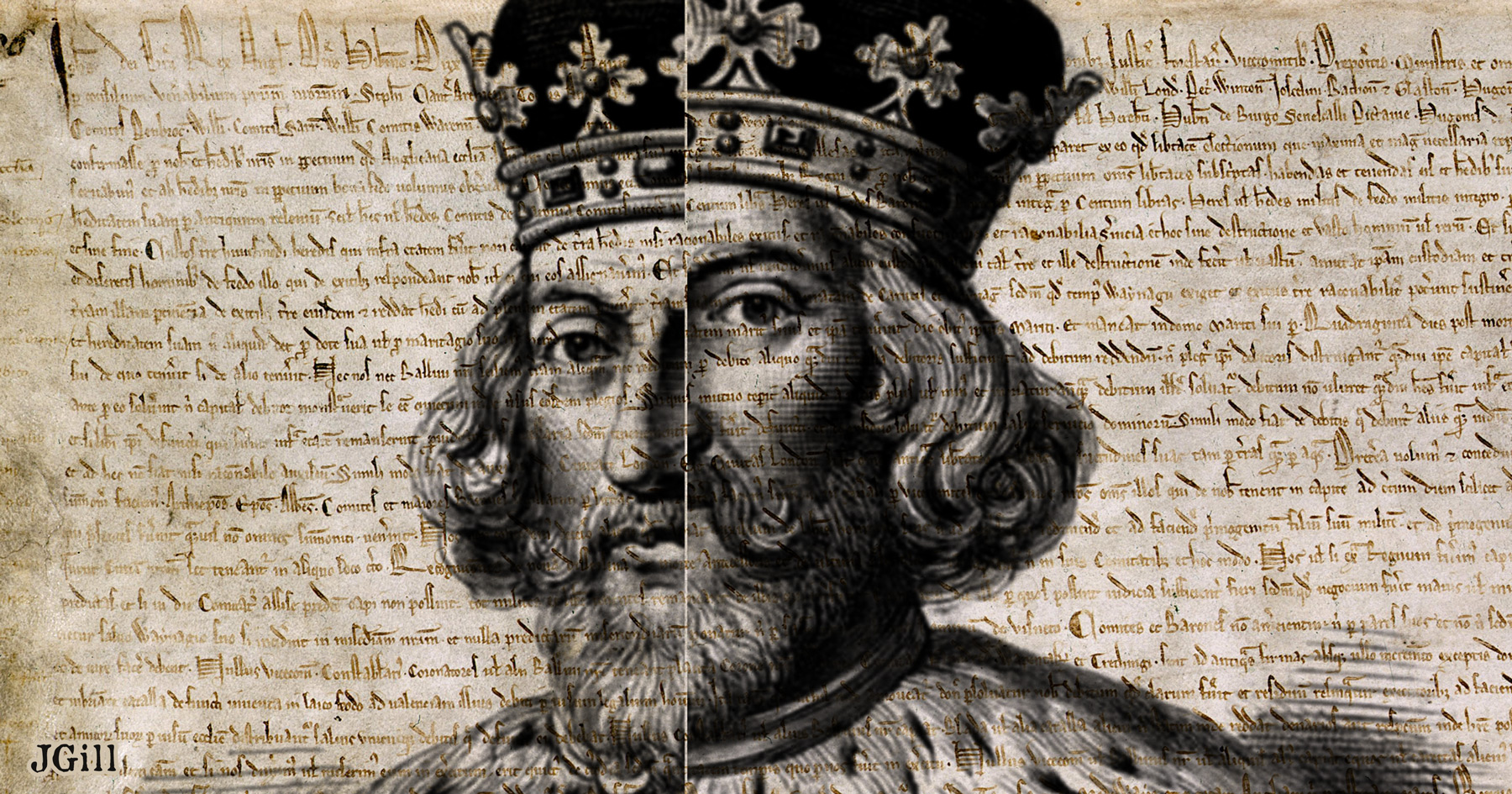 Magna Carta, free speech, collage, photomontage, http://cognitivebiasparade.prosite.com/, political, politics, King John