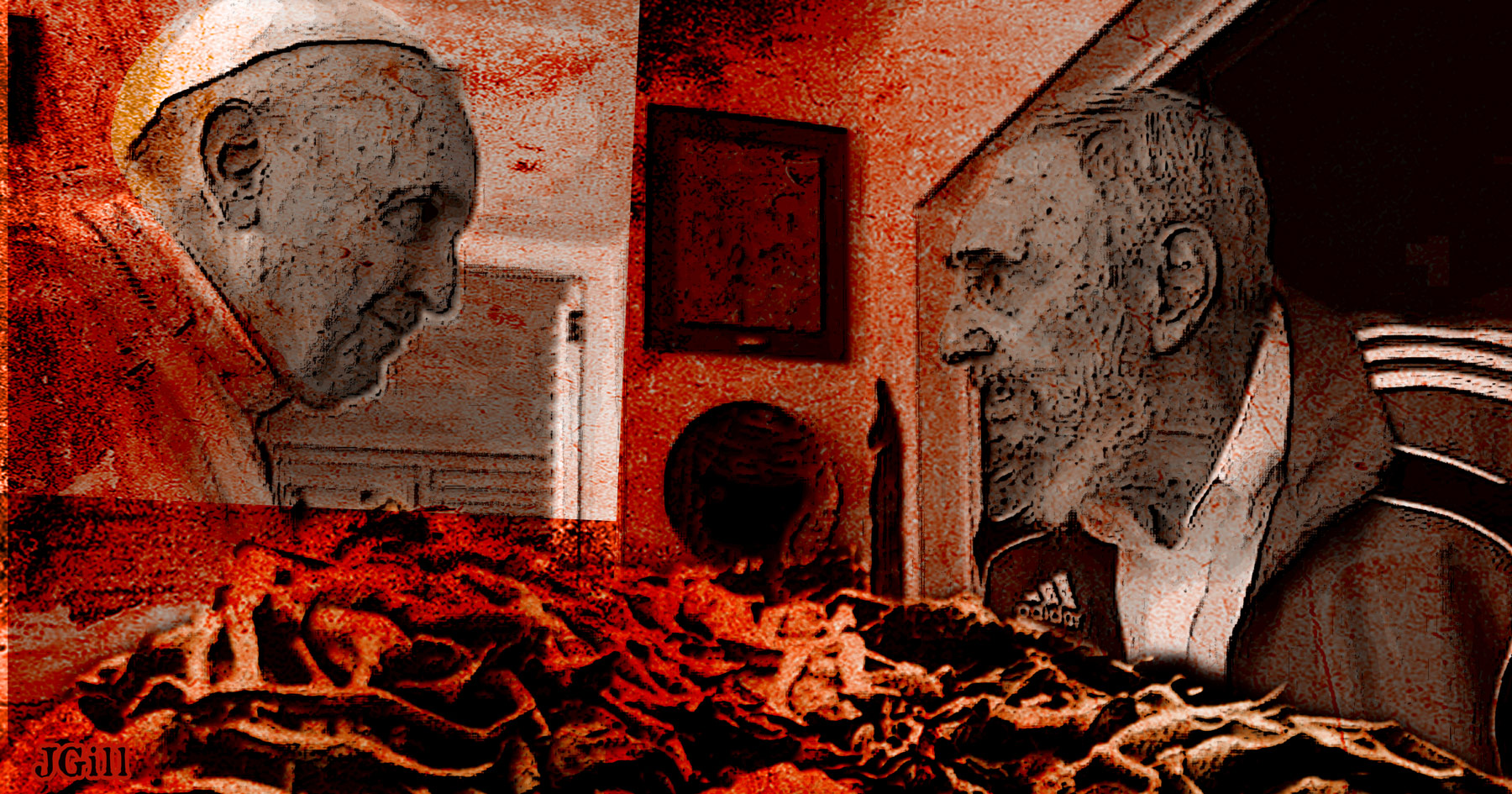 Pope, Castro, Vatican, Cuba, collage, photomontage, illustration, Paul Jacob, James Gill, Common Sense