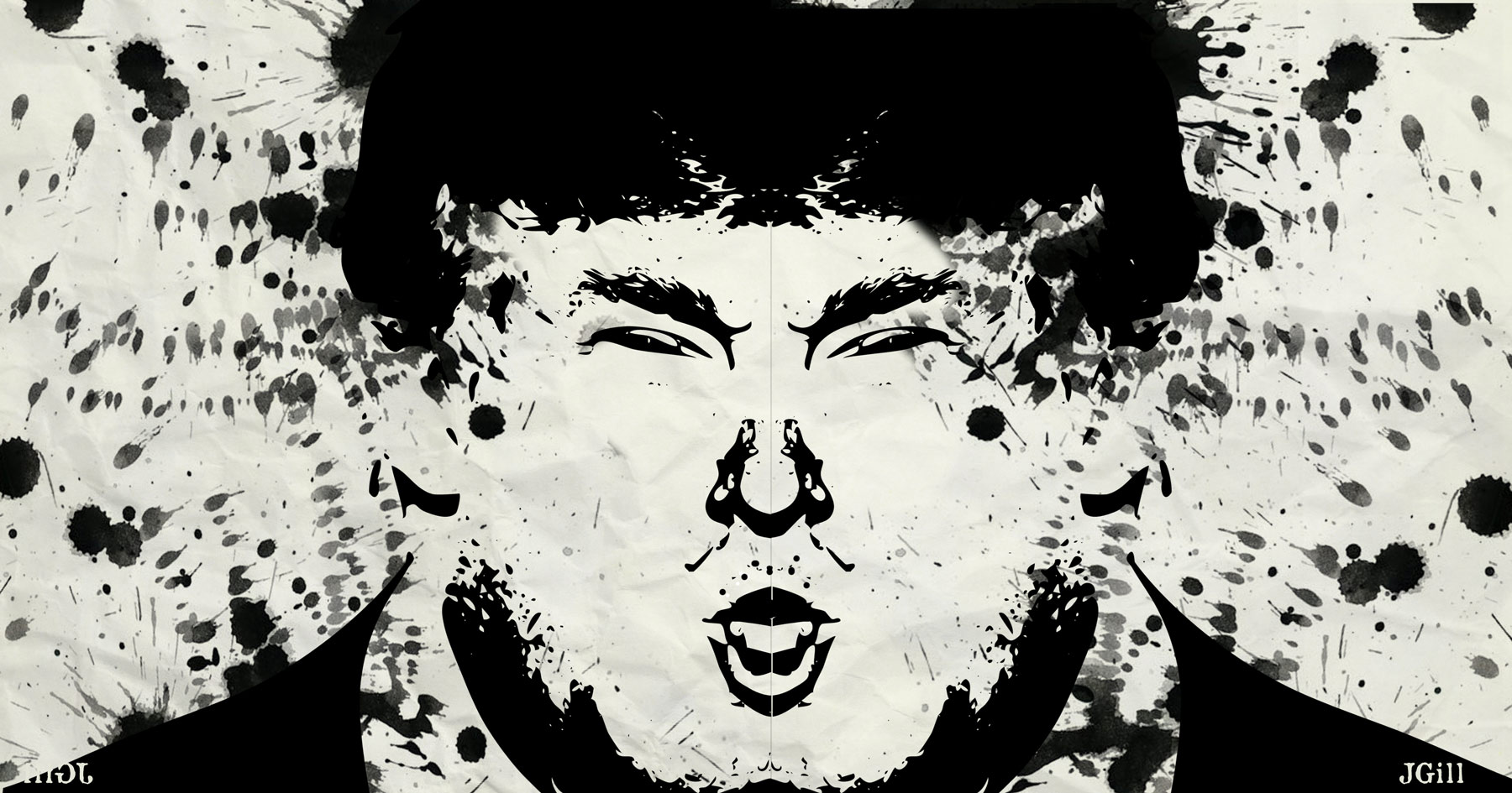Trump Blot, collage, photomontage, Rorshach, inkblot, editorial, political cartoon, Jim Gill, Paul Jacob, Common Sense, http://cognitivebiasparade.prosite.com/