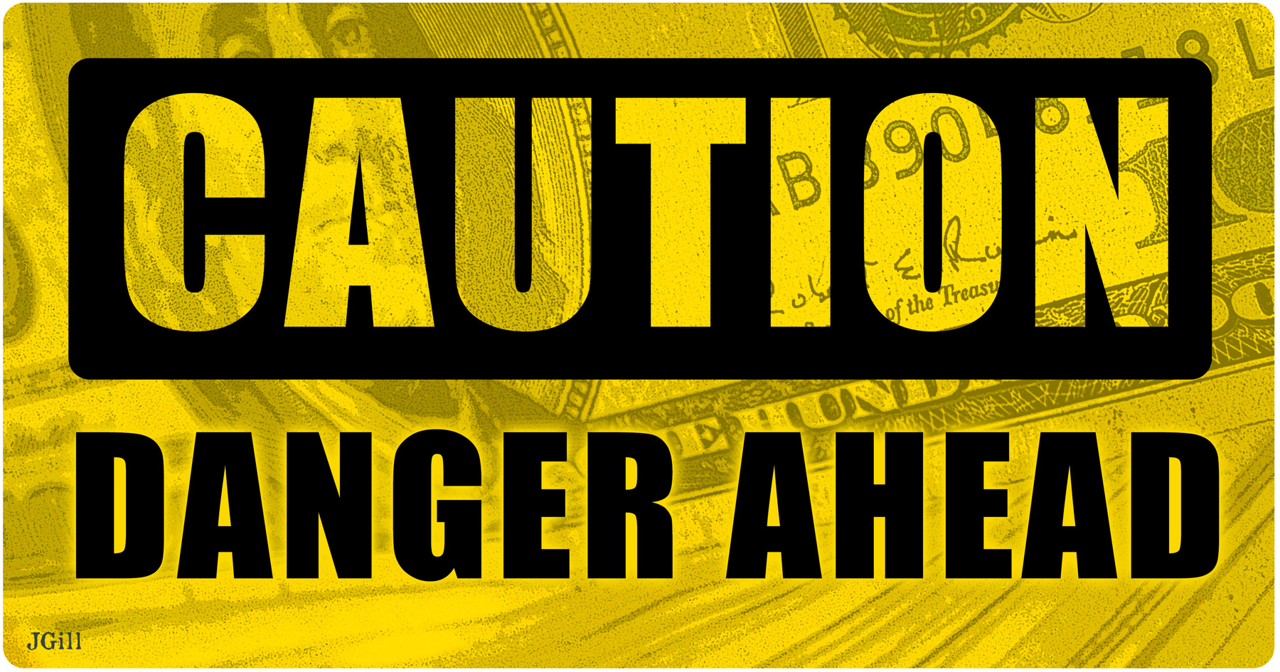 caution, danger, debt, social security, collage, photomontage, illustration, JGill, Paul Jacob, Common Sense