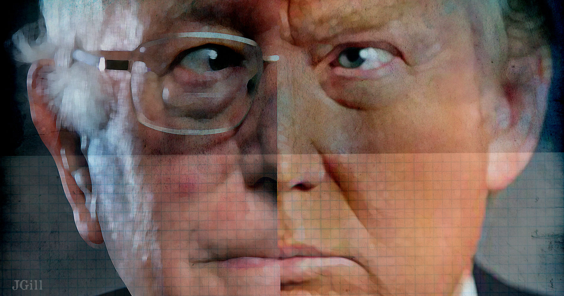 Donald Trump, Bernie Sanders, economics, free trade, collage, photomontage, Jim Gill, Paul Jacob, Common Sense