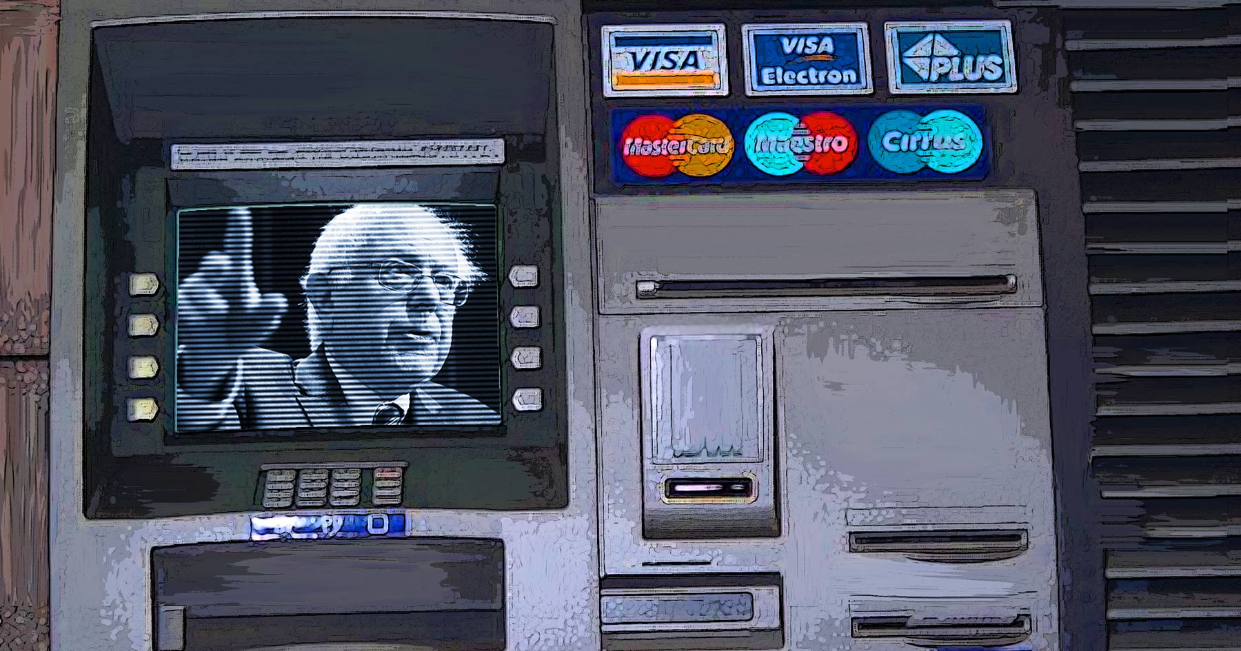 ATM, Bernie Sanders, economics, fallacy, Common Sense, illustration