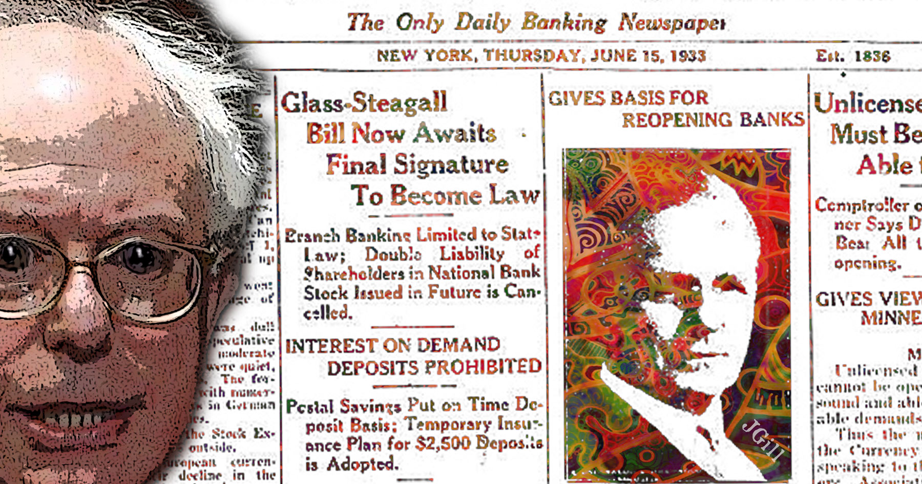 Bernie Sanders, Glass Steagall, ratings, agency, Common Sense, illustration, Paul Jacob, James Gill