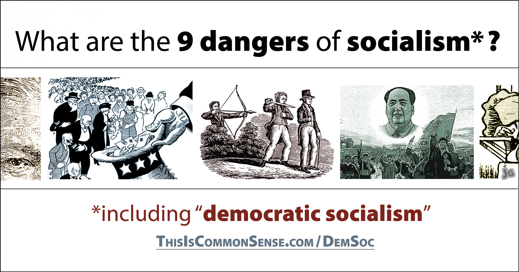 dangers, socialism, socialist, 9, democratic socialism, meme, illustration, Jim Gill