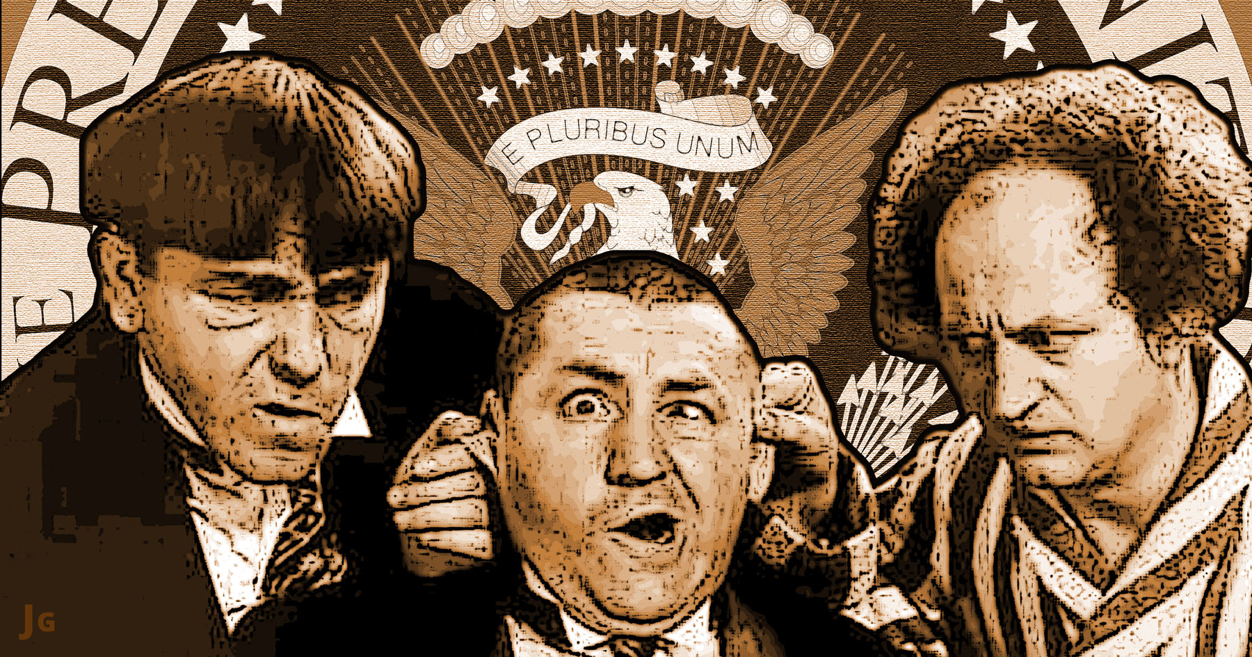 presidential, debates, candidates, three stooges, illustration