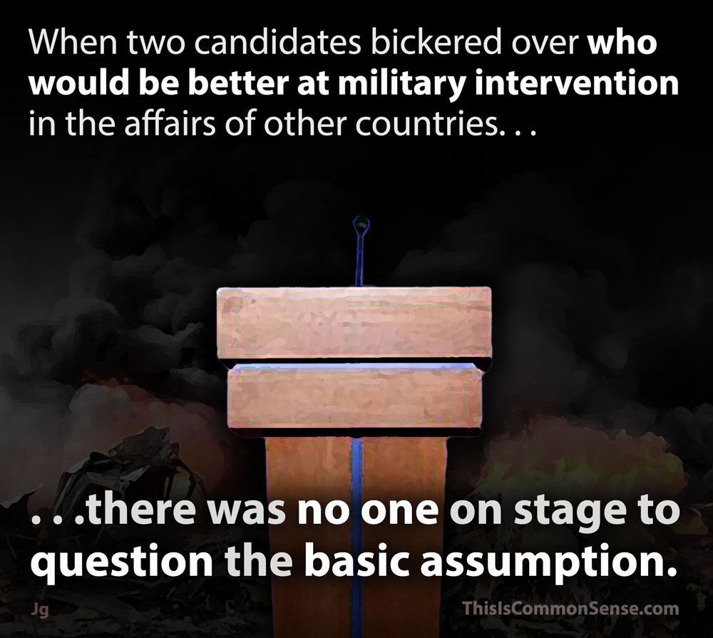 when the candidates bickered, war, intervention, podium, meme, illustration