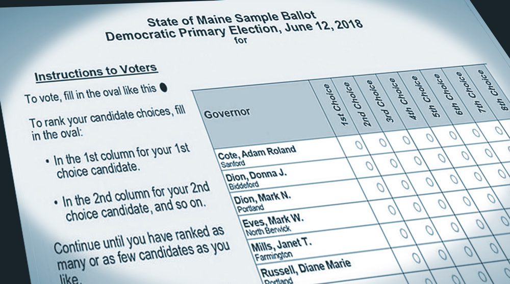 Ranked Choice Voting, Maine, example, sample