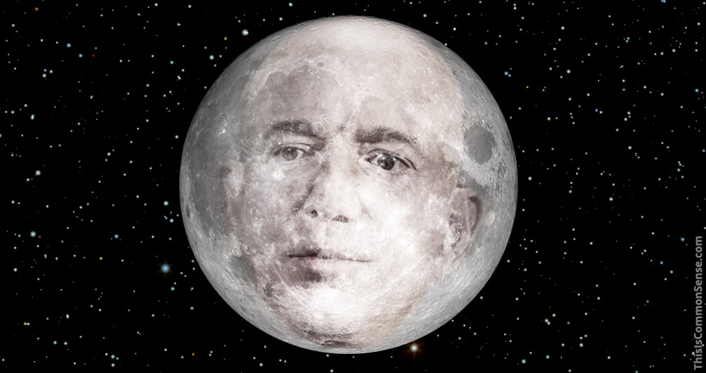 Jeff Bezos, moon, luna, conspiracy,