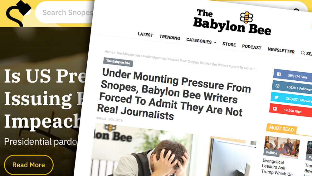 Babylon Bee, Snopes, fake news, satire