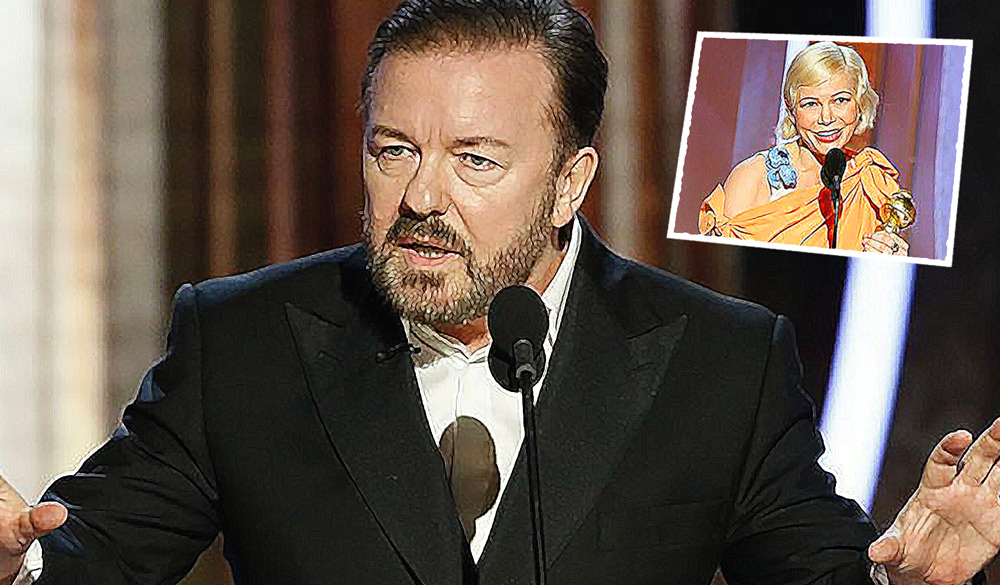 Ricky Gervais, Michelle Williams, abortion,