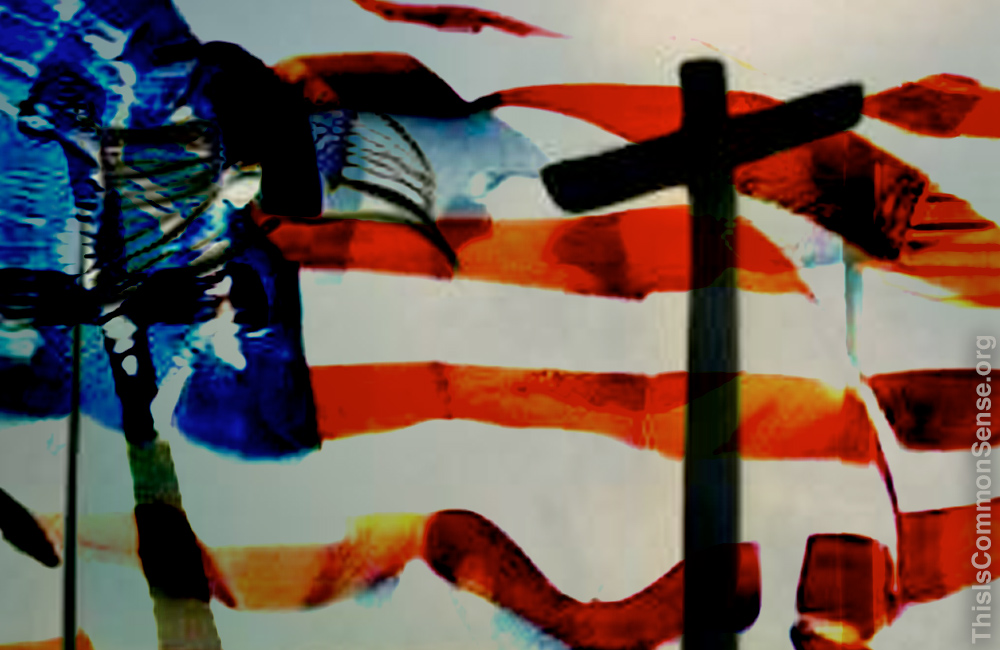 US flag, Christianity, secularism, education