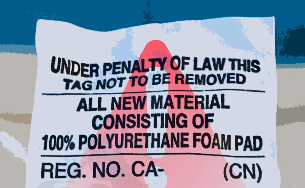 penalty of law, mattress tag