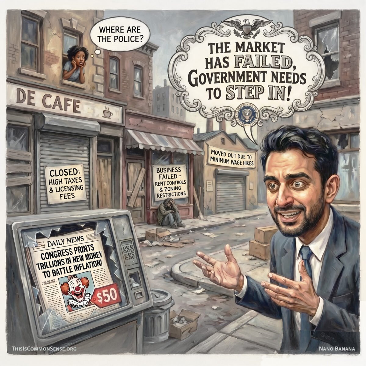 Zohran Mamdani, socialism, market failure, government store, groceries