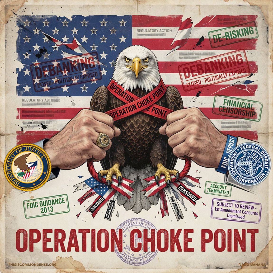 debanking, censorship, Department of Justice, FDIC