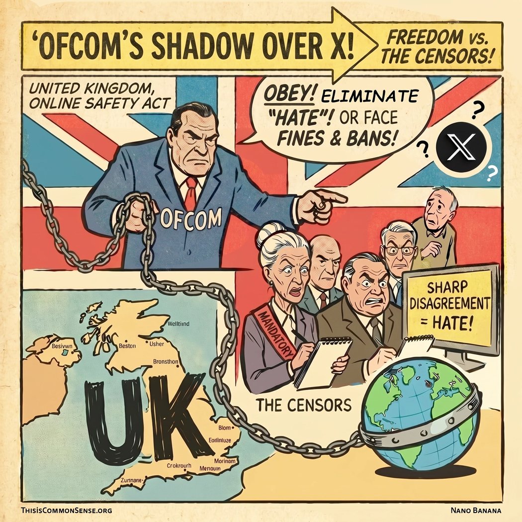OFCOCM, censorship, UK, X, Elon Musk, surveillance