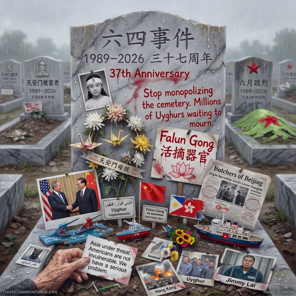 China, Falun Gong, Taiwan, Hong Kong, cemetary, tiananmen square, tiananmen crackdown, June 4
