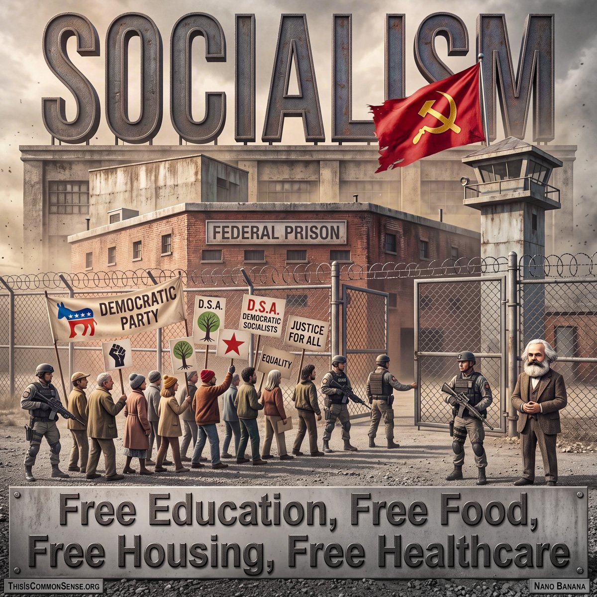 socialism, Democratic Party, prison, authoritarianism, totalitarianism