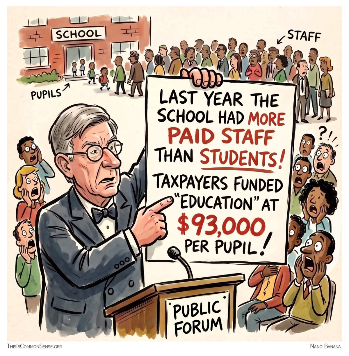 George Will, schools, education, spending, government